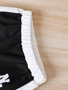 SHEIN Young Boy Letter Graphic Two Tone Hooded Jacket & Sweatpants Without Tee - Multicolor - View 7