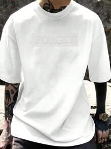 Manfinity Homme Camiseta Gráfica De Hombre Con Letra "plus" - Blanco - Ver 1