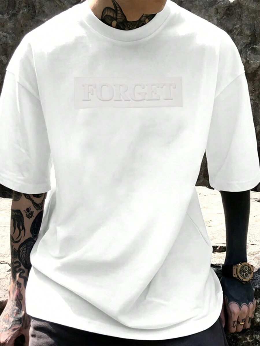 Manfinity Homme Camiseta Gráfica De Hombre Con Letra "plus" - Blanco - Ver 1