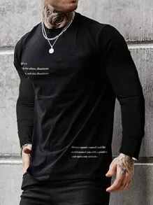 Men Slogan Graphic Sleep Tee - Black - View 1