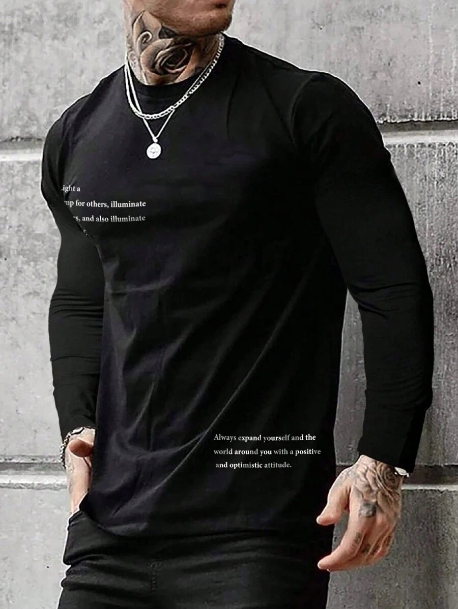 Men Slogan Graphic Sleep Tee - Black - View 1