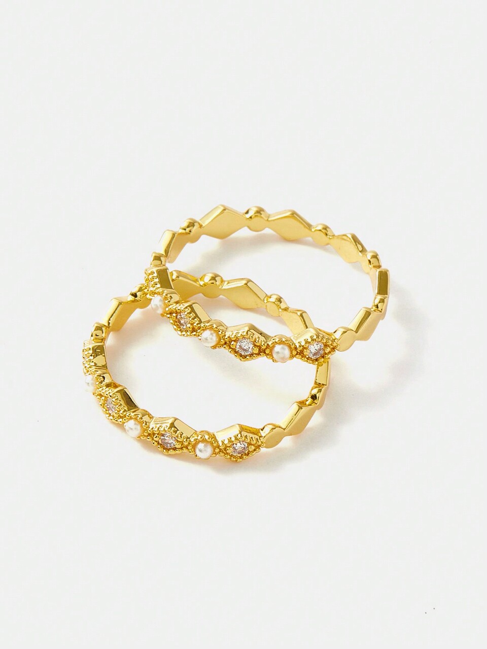 2-PIECE 18K GOLD PLATED CUBIC ZIRCONIA RINGS