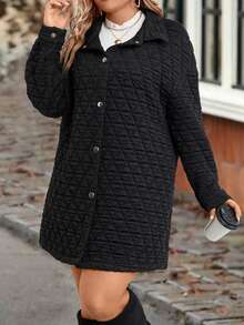 Talla grande Abrigo acolchado de hombros caídos - Albaricoque - Ver 5