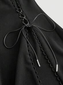 SHEIN MOD 雙色前繫帶荷葉袖洋裝 - 彩色 - 查看 4