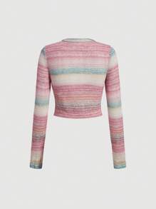 SHEIN MOD 段染前紐扣T恤 - 彩色 - 查看 2