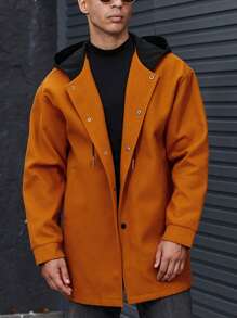 Manfinity Homme Lỏng lẻo Nam Cúc bấm áo có mũ Áo khoác Với Túi xéo - trái cam - Xem 4