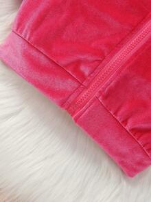 Baby Girl Zip Up Hooded Jacket & Flap Pocket Pants - Hot Pink - View 4