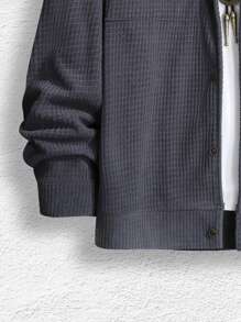 Manfinity Homme Men's Patch Flip Pocket Shacket , Corduroy - Dark Grey - View 5