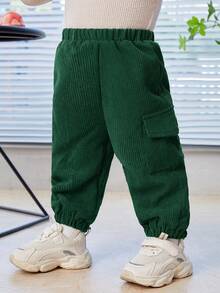 SHEIN Đứa bé trai Túi nắp bên cạnh Lót nhiệt Quần - Màu xanh lá cây đậm - Xem 5