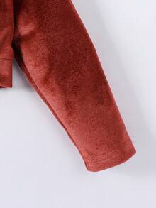 Baby Girl Zip Up Hooded Jacket & Pants - Rust Brown - View 6