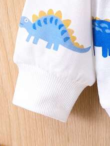 SHEIN 男嬰恐龍印花運動衫&牛仔褲 - 白色 - 查看 3