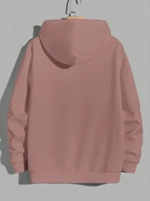 RueChic Men's Letter Printed Hoodie - Pink - View 2