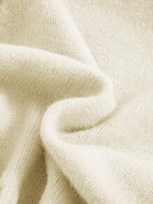 SHEIN Leap Crew Oversized High Neck Long Sleeve Collegiate Sweater For Tween Girls - Apricot - View 5