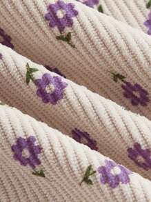 SHEIN MOD Ditsy Floral Print Wide Leg Overall Jumpsuit - Apricot - View 4