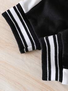 SHEIN Young Boy Letter Graphic Two Tone Hooded Jacket & Sweatpants Without Tee - Multicolor - View 8