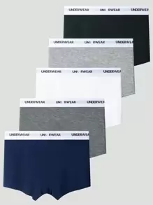 男士大碼字母&卡通印花短褲(5件組合) - 彩色 - 查看 2