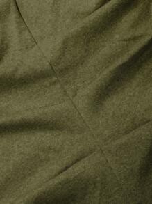 SHEIN Unity 纯色褶饰挂脖露背长裙女装 - 軍綠色 - 查看 5