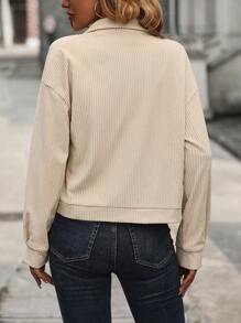 EMERY ROSE Drop Shoulder Flap Pocket Corduroy Jacket - Apricot - View 2