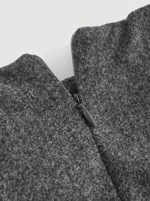 SHEIN MOD Zip Back Flap Detail Skirt - Dark Grey - View 3