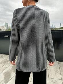 EURMUSE Chaqueta De Traje De Mujer - Blanco y Negro - Ver 2