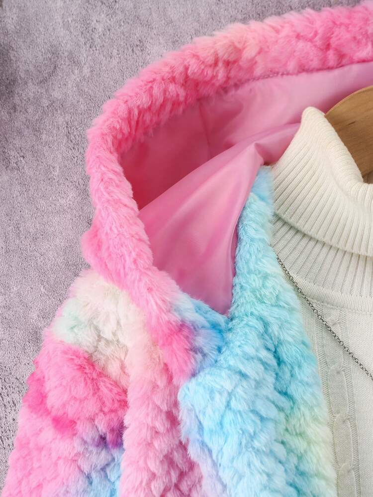 Tween Girl Tie Dye Hooded Open Front Hooded Coat Without Sweater