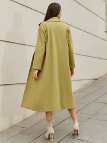 RueChic Lapel Neck Slant Pocket Overcoat