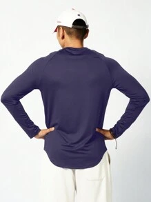 Manfinity Sport Corelite Hombres Camiseta deportiva unicolor de manga raglán - Azul - Ver 2