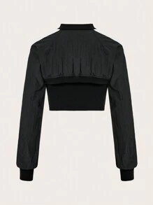 SHEIN EZwear de rayas lado súper crop Cazadora & Top de tirantes - Negro - Ver 2