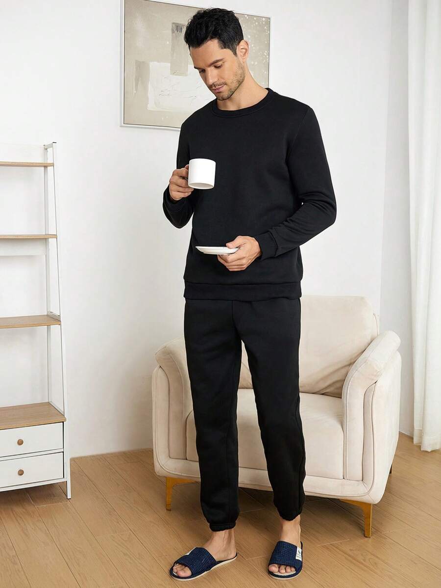 Nam Chất rắn Bộ áo & quần Lounge - màu đen - Xem 1