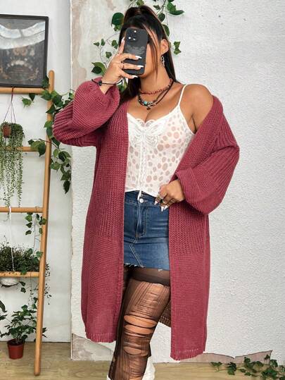 PUNK Plus Size Drop Shoulder Cardigan | SHEIN USA