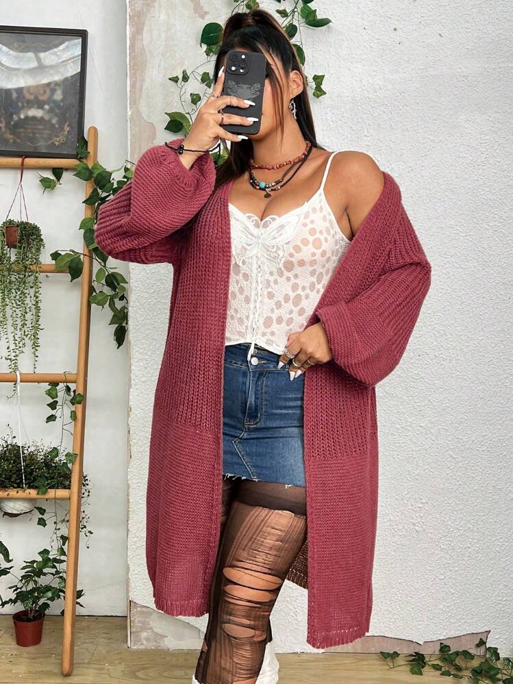 PUNK Plus Size Drop Shoulder Cardigan | SHEIN USA