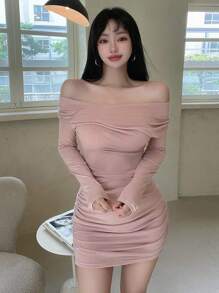 DAZY Abito aderente con spalle scoperte plissettato - Rosa - Visualizzare 3
