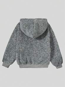 SHEIN Tween Girl Letter Embroidery Drop Shoulder Sweatshirt & Bag - Pink - View 2