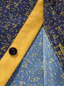 Manfinity Homme Men's Full Print Long Sleeve Shirt - Navy Blue - View 5