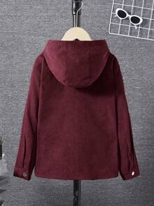 SHEIN Cậu bé Tween Túi có nắp áo có mũ Áo sơ mi Without Tee - Đỏ - Xem 2