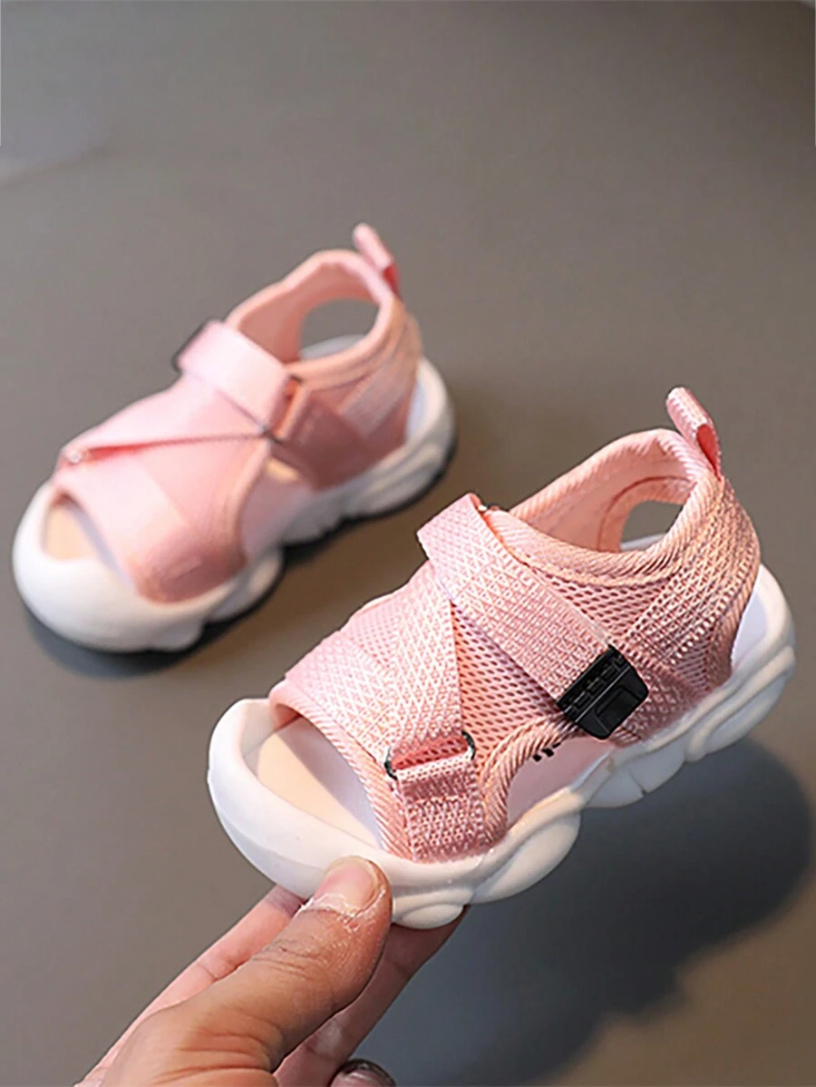 Baby Sandals Solid Color Soft Bottom Walking Shoes - Pink - View 1