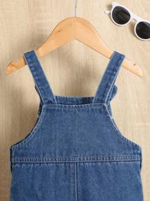 Baby Boy Embroidery Cartoon Pattern Denim Overall Jumpsuit - Dark Wash - View 6