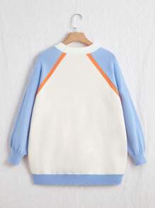 SHEIN EZwear Plus Pull Motif Étoile À Blocs De Couleurs Manches Raglan - Multicolore - Voir 2