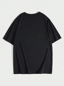 Hombres Camiseta con estampado de dibujos animados - Negro - Ver 2