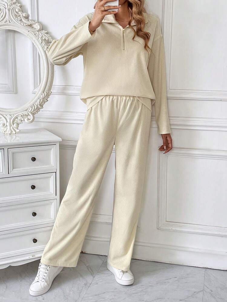 Half Zip Drop Shoulder Tee & Pants