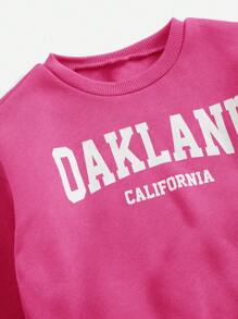 SHEIN 女小童字母圖案加絨內裏衛衣和衛褲