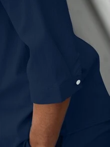 Manfinity Men Solid Shirt & Drawstring Waist Pants Without Tee - Royal Blue - View 5