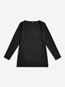 SHEIN Essnce 大碼2入組條紋針織下擺開叉T恤 - 彩色 - 查看 9