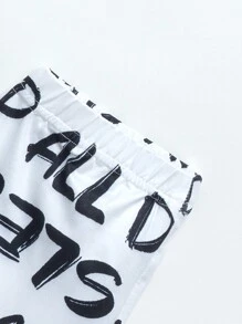 Tween Girl Letter Graphic Tee & Pants Snug Fit PJ Set - Multicolor - View 5