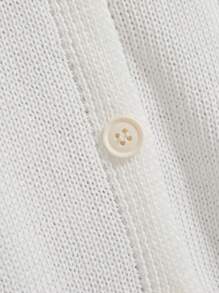 素色前紐扣口袋貼布襯衫洋裝 - 白色 - 查看 6