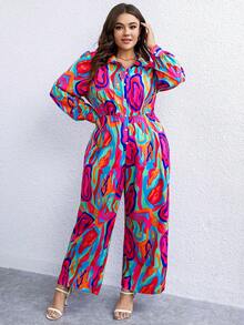 SHEIN LUNE Hơn In Toàn bộ quần ống rộng Áo liền quần - Nhiều màu - Xem 5