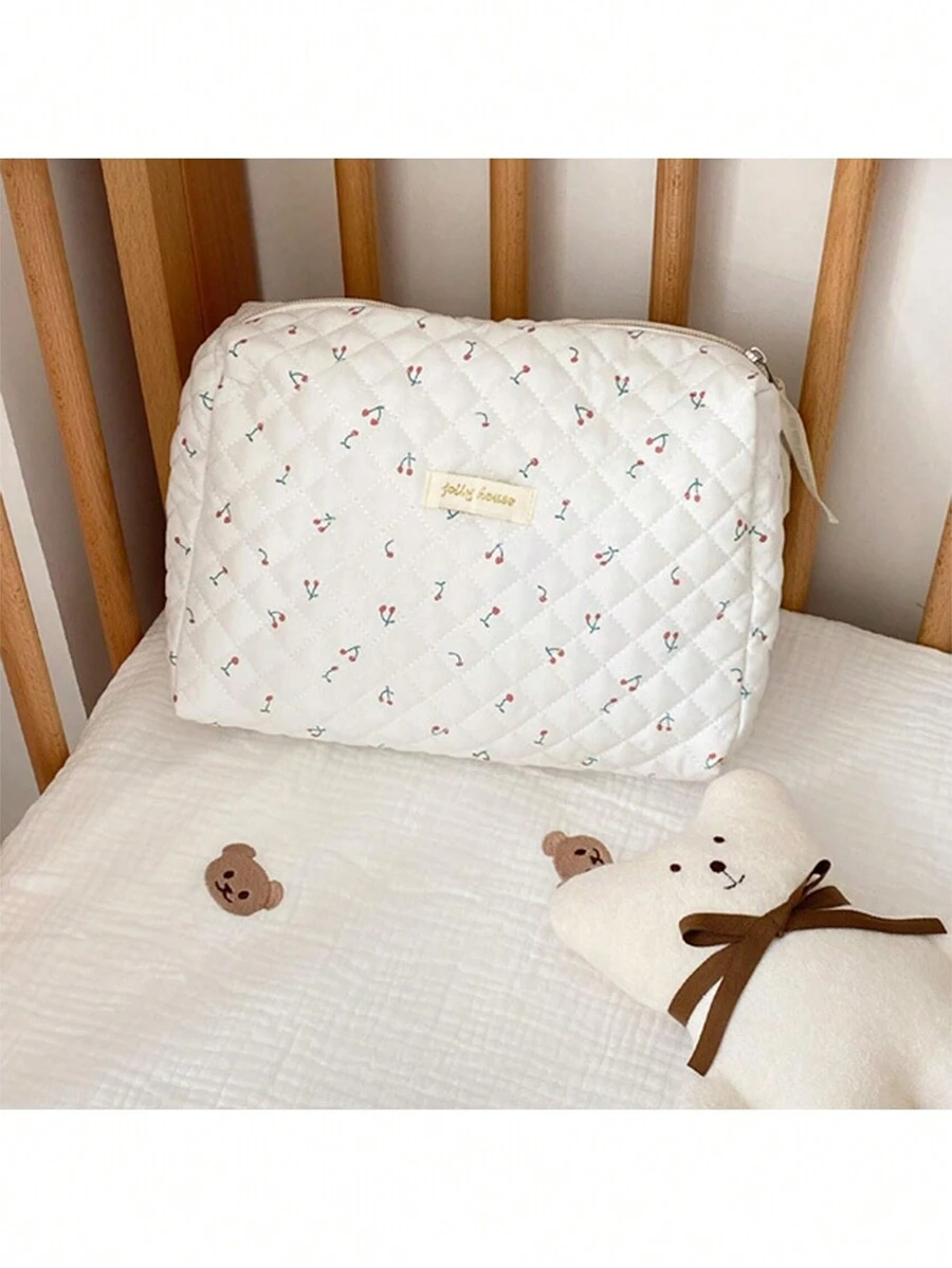 Túi đựng đồ trang điểm du lịch in hình quả anh đào dễ thương, 1 chiếc túi xách đựng mỹ phẩm đa năng nhẹ chống thấm nước, túi đựng đồ tắm, ví đựng mỹ phẩm di động có khóa kéo đựng son môi, cọ, đồ chăm sóc da, điện thoại di động, tiền xu, đồ dùng nhỏ, dùng ở nhà, du lịch, nghỉ mát và đi học, - trắng - Xem 1