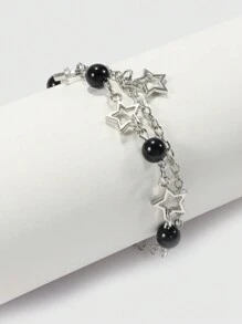 ROMWE Grunge Punk Pulsera con diseño de estrella con cuenta con diseño de cadena