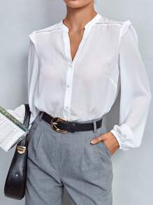 RueChic Chemise Pour Femme Avec Col Cranté Et Détail De Boutons