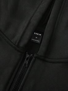 Manfinity Hypemode Nam Ngôi sao & Đồ họa Chữ cái Áo Zip Up Hoodie - màu đen - Xem 3
